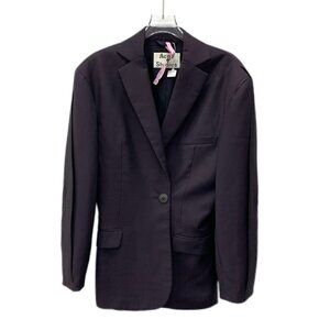 CW0332 Acne Studios Mens Wool-Blend Black Blazer Single-Button